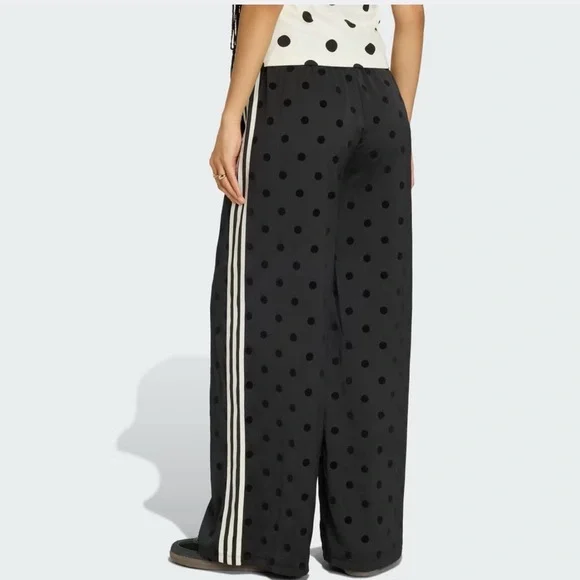 Adidas Black Polka Dot Wide Leg Track Pants - Picture 4 of 7